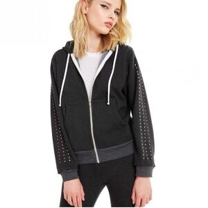 Wildfox Regan Rhinestone Zip Front Hoodie Sz XS